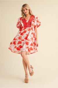 Jodifl Coral Floral Dress  - The Attic Boutique
