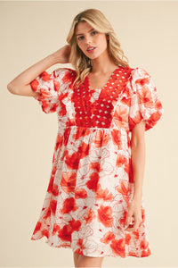 Jodifl Coral Floral Dress  - The Attic Boutique