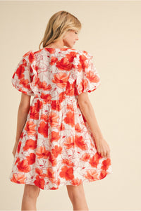 Jodifl Coral Floral Dress  - The Attic Boutique