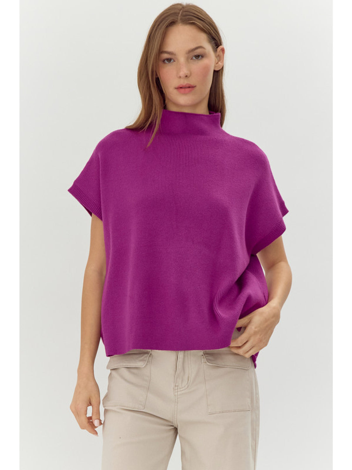 Jodifl Magenta Mock Sweater  - The Attic Boutique