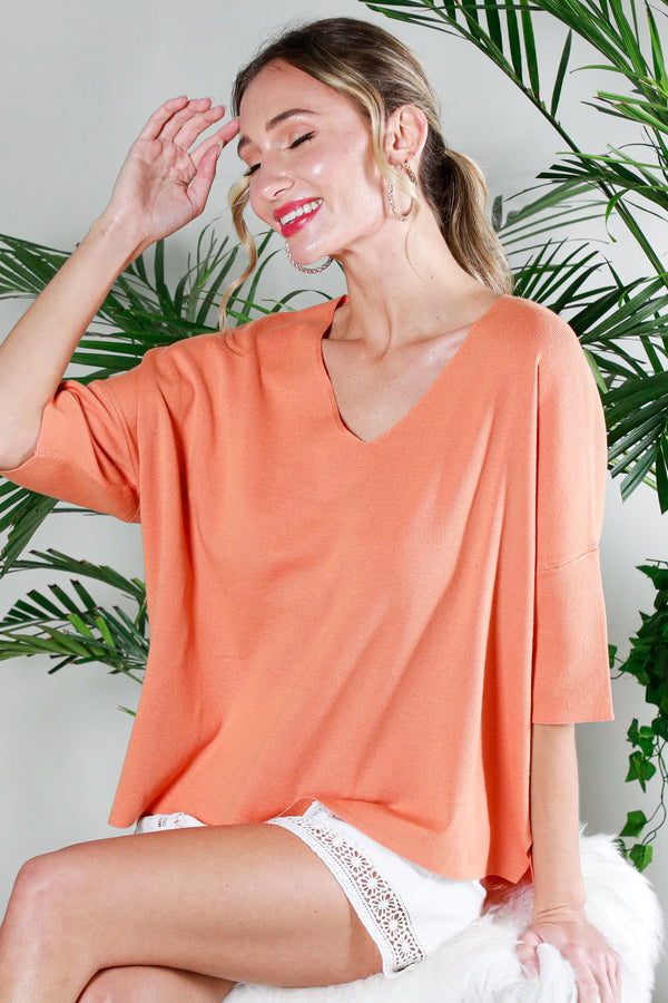 The Attic Boutique Orange Basic Top - The Attic Boutique