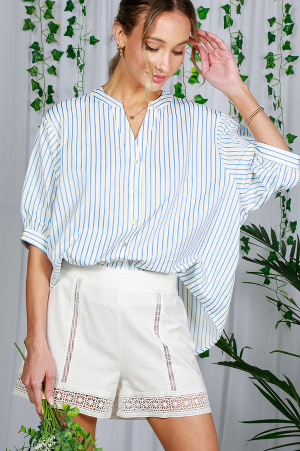 The Attic Boutique Blue Striped Top - The Attic Boutique