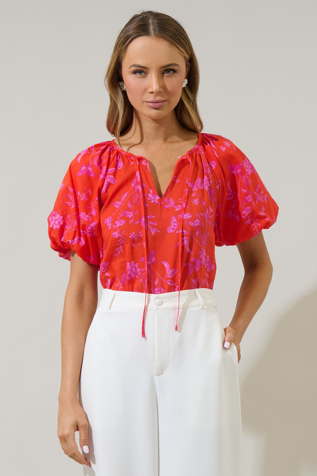 Sugarlips Fia Floral Red Top  - The Attic Boutique