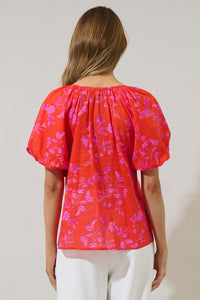Sugarlips Fia Floral Red Top  - The Attic Boutique