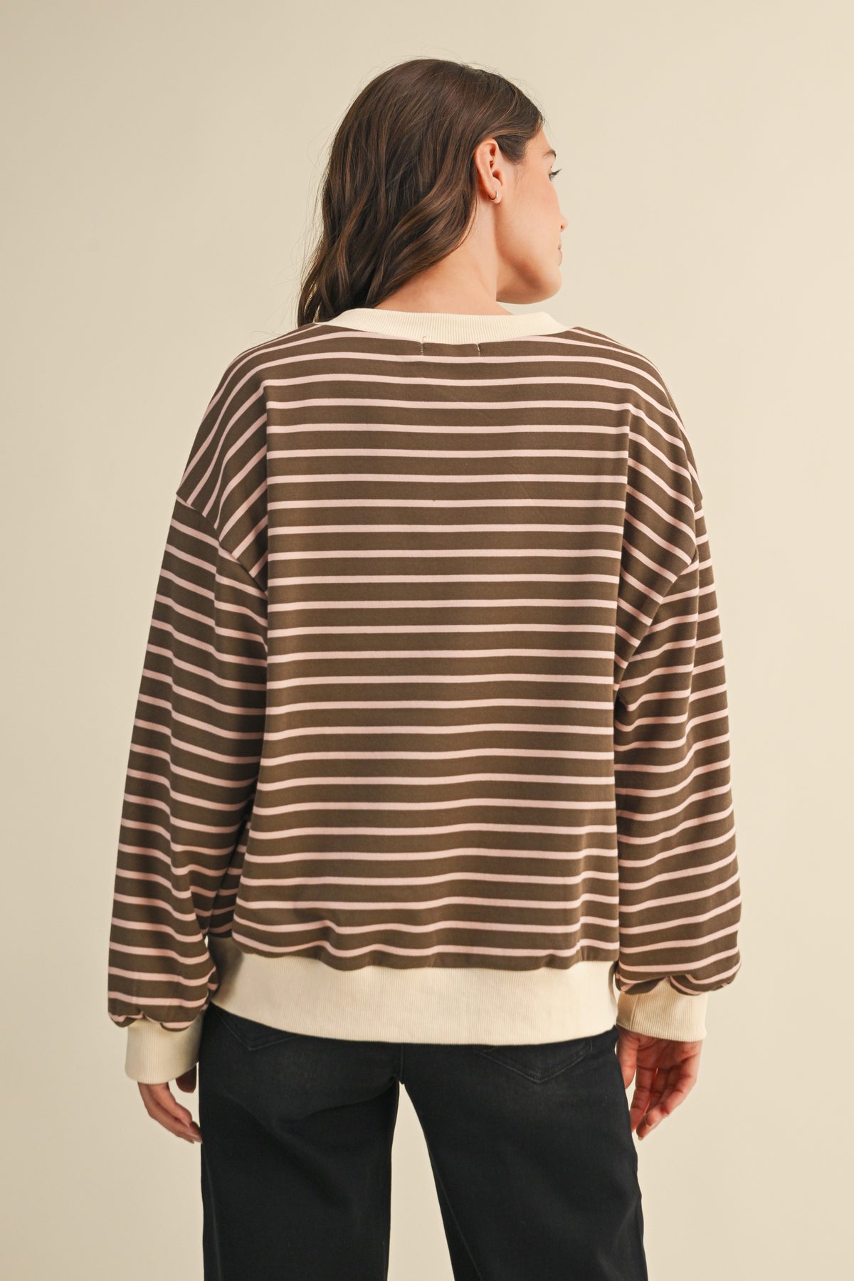 The Attic Boutique Stripe Terry Sweatshirt  - The Attic Boutique