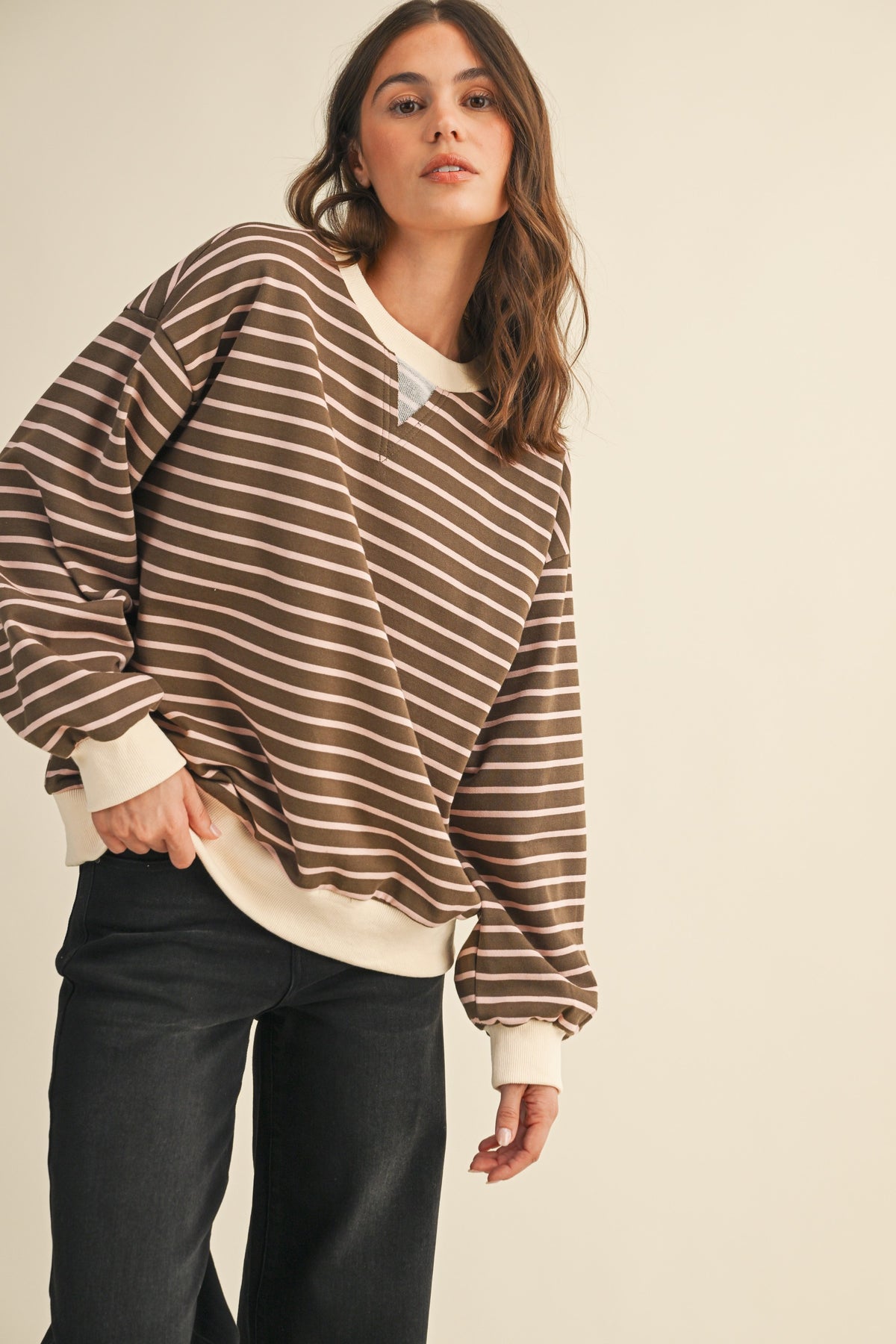 The Attic Boutique Stripe Terry Sweatshirt  - The Attic Boutique