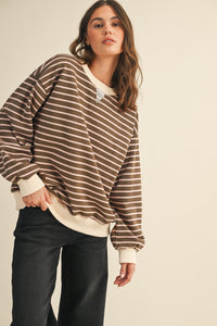 The Attic Boutique Stripe Terry Sweatshirt  - The Attic Boutique