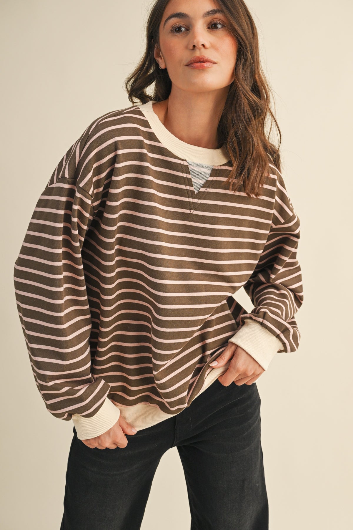 The Attic Boutique Stripe Terry Sweatshirt  - The Attic Boutique