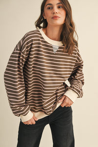The Attic Boutique Stripe Terry Sweatshirt  - The Attic Boutique