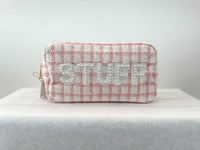 Beauty Stash Pink Tweed "Stuff" Bag  - The Attic Boutique