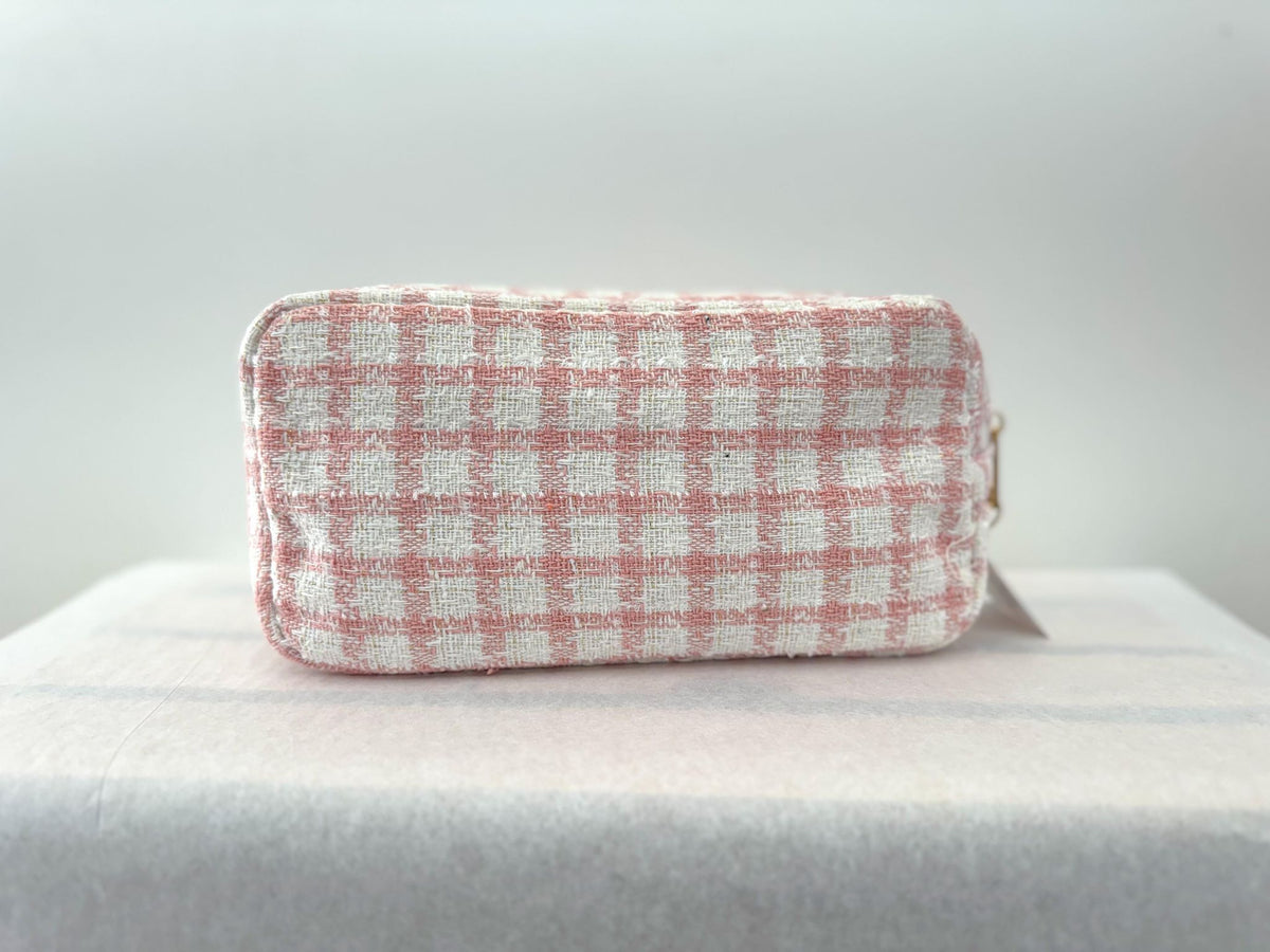 Beauty Stash Pink Tweed "Stuff" Bag  - The Attic Boutique