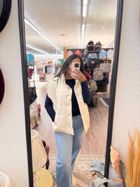 Blu Pepper Cream Puffer Vest  - The Attic Boutique