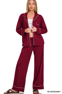 The Attic Boutique Rae Burgundy Pajama Set  - The Attic Boutique