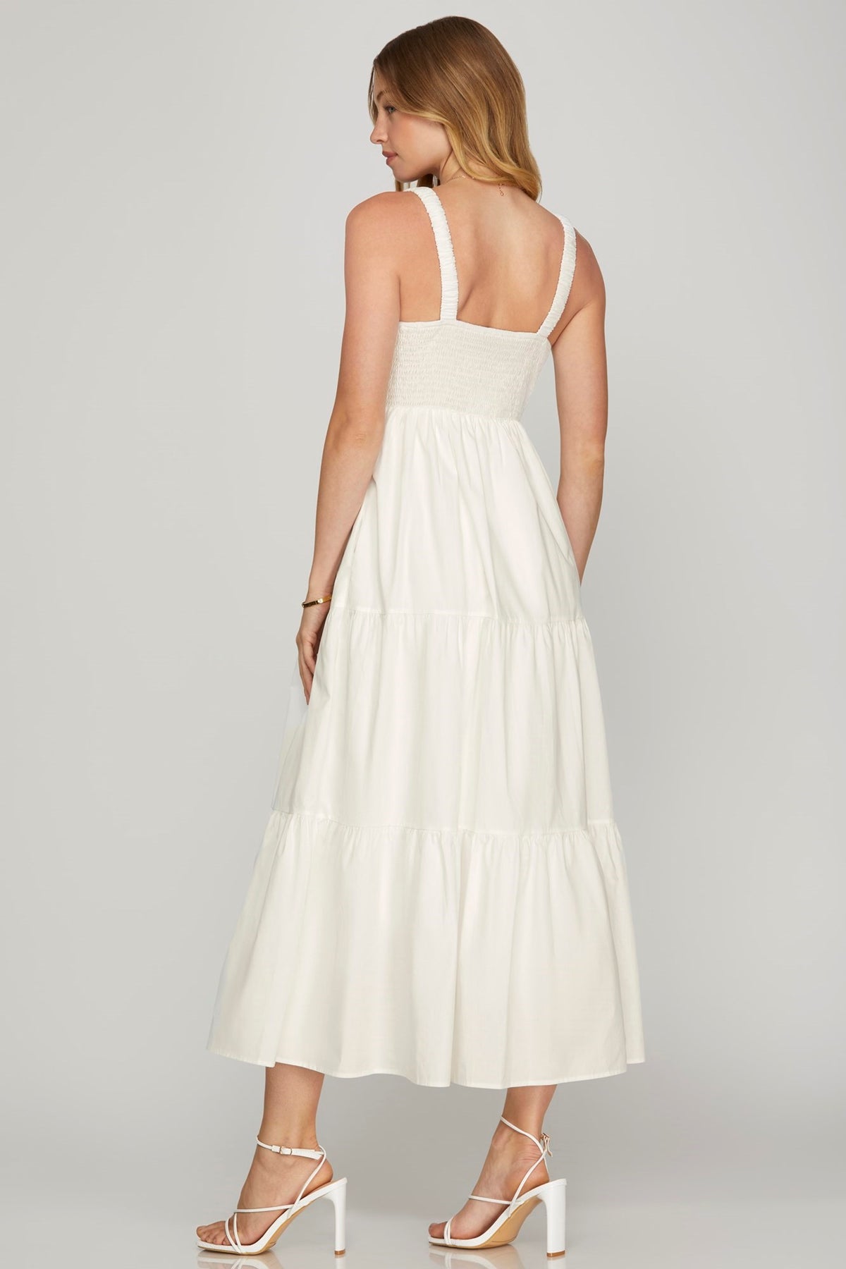 She + Sky White Tiered Dress  - The Attic Boutique
