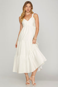 She + Sky White Tiered Dress  - The Attic Boutique