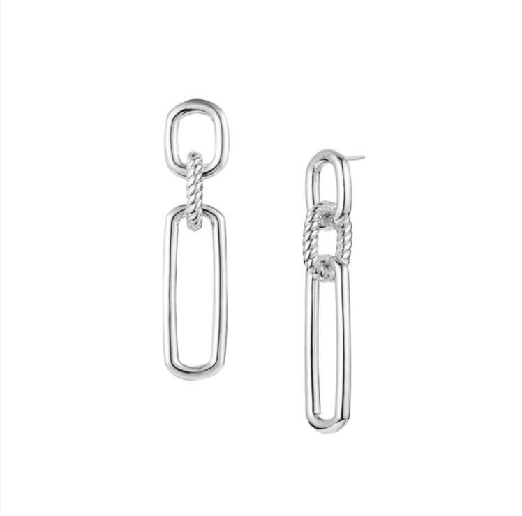 Natalie Wood Design She's Spicy Link Statement Earrings in Silver  - The Attic Boutique