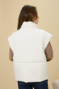 Blu Pepper Cream Puffer Vest  - The Attic Boutique