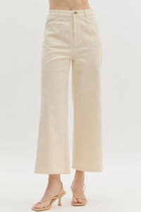 Entro Ecru Wide Leg Pants  - The Attic Boutique