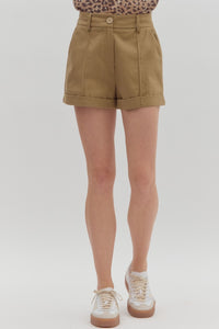 Entro Tan High Waisted Shorts  - The Attic Boutique
