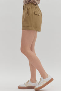 Entro Tan High Waisted Shorts  - The Attic Boutique