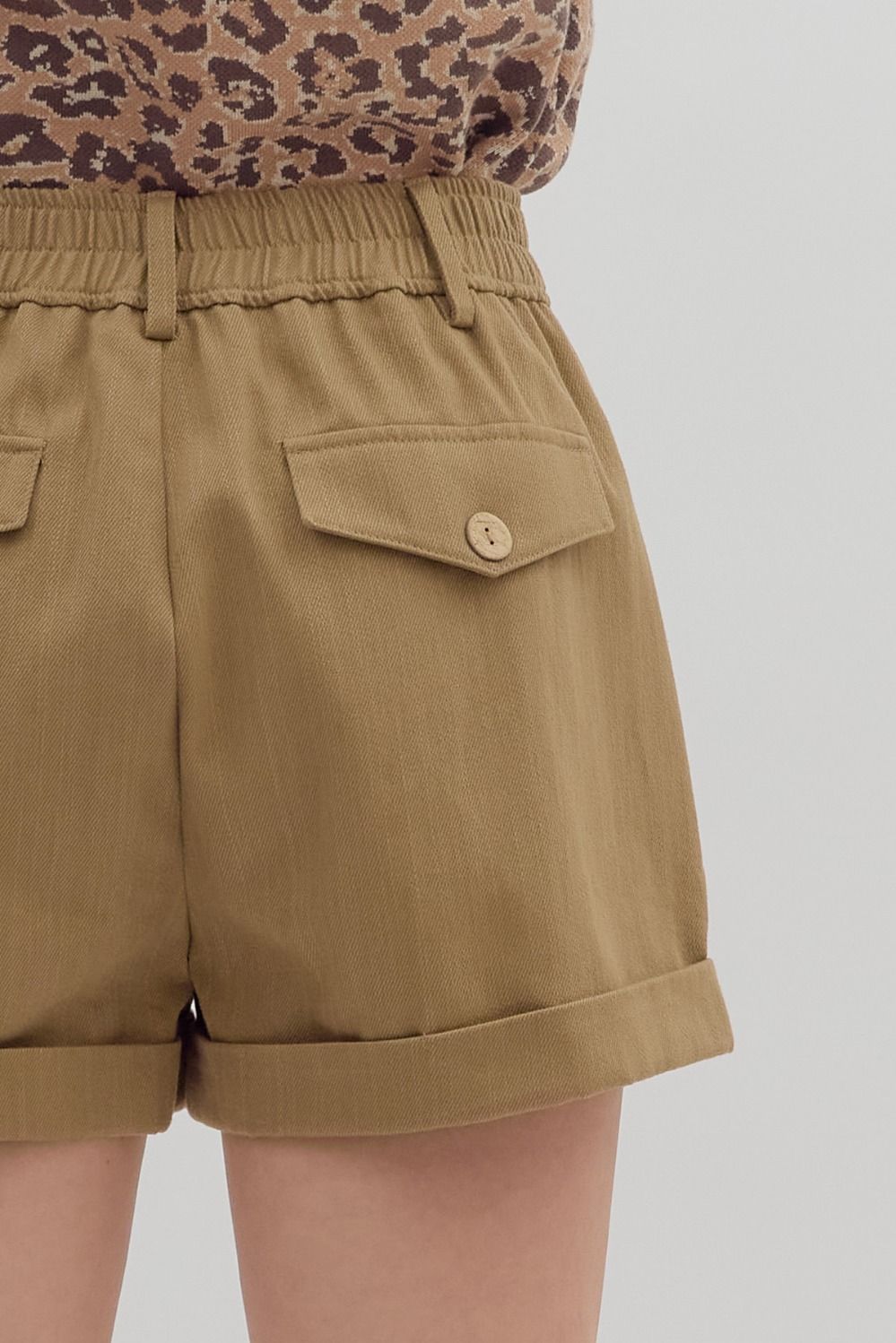 Entro Tan High Waisted Shorts  - The Attic Boutique