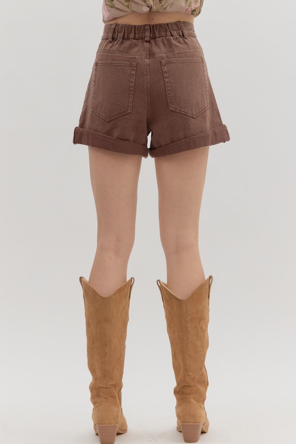 Entro Brown High Waist Short  - The Attic Boutique