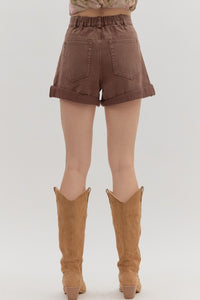 Entro Brown High Waist Short  - The Attic Boutique