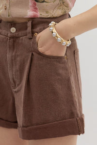 Entro Brown High Waist Short  - The Attic Boutique