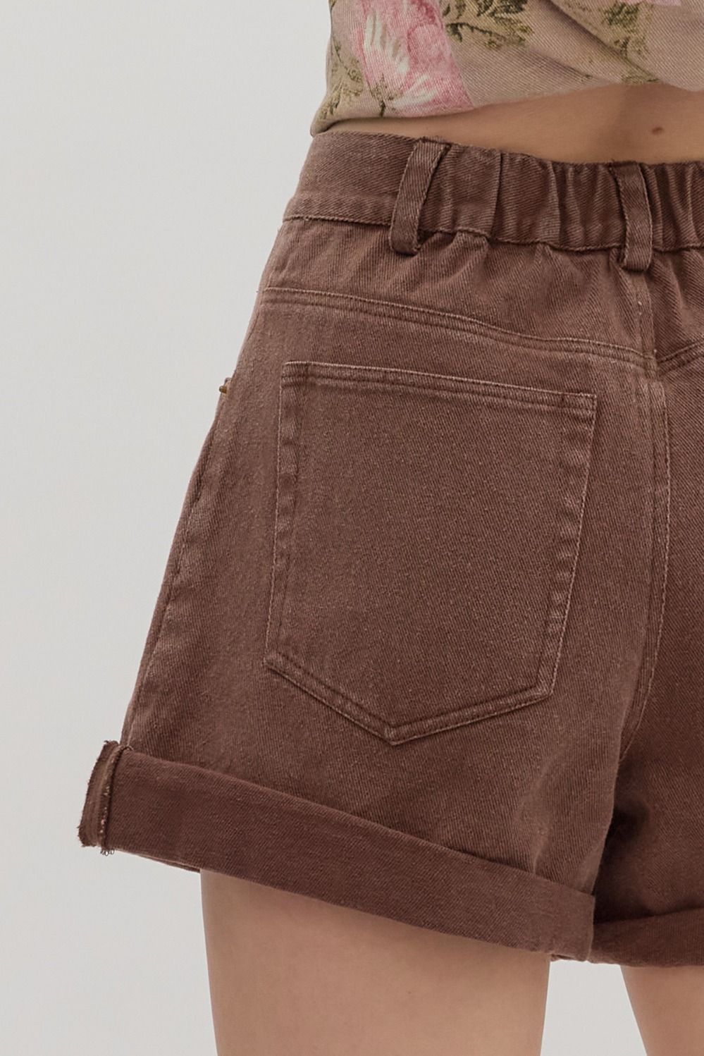 Entro Brown High Waist Short  - The Attic Boutique