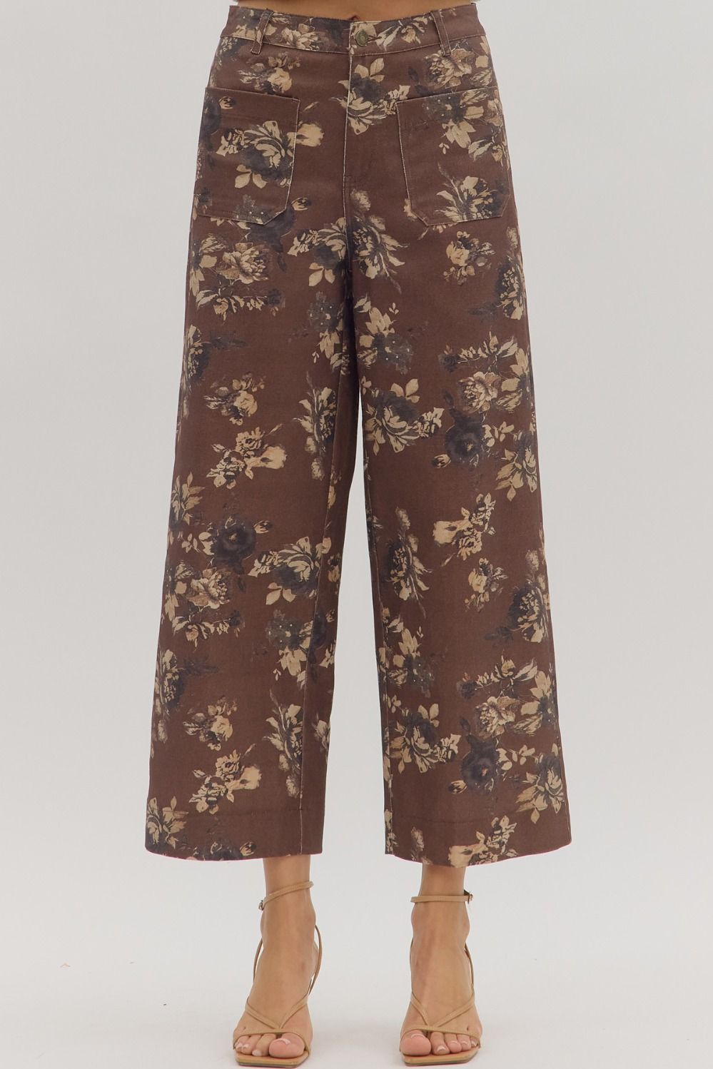 Entro Brown Floral Pants  - The Attic Boutique