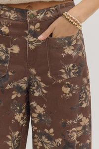 Entro Brown Floral Pants  - The Attic Boutique