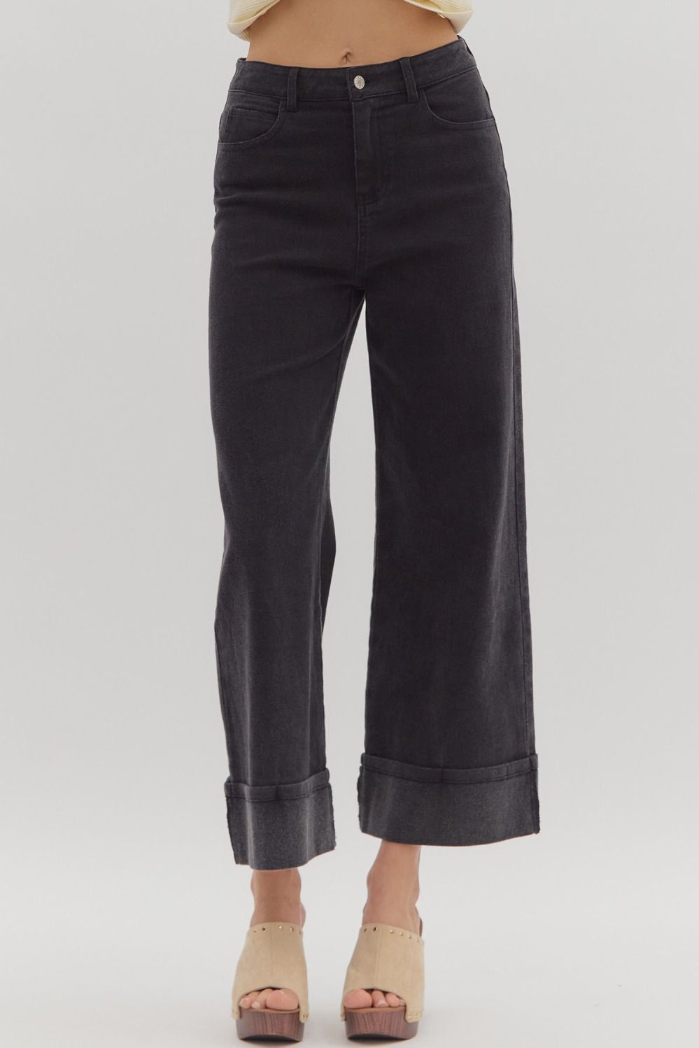 Entro Black Wide Leg Jeans  - The Attic Boutique