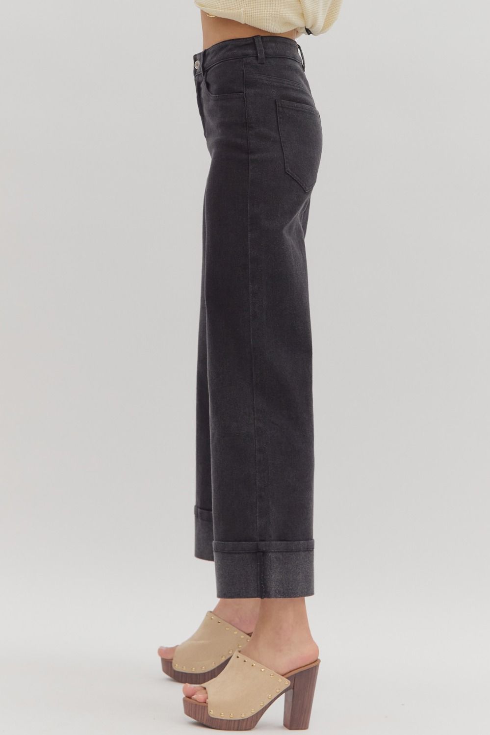 Entro Black Wide Leg Jeans  - The Attic Boutique