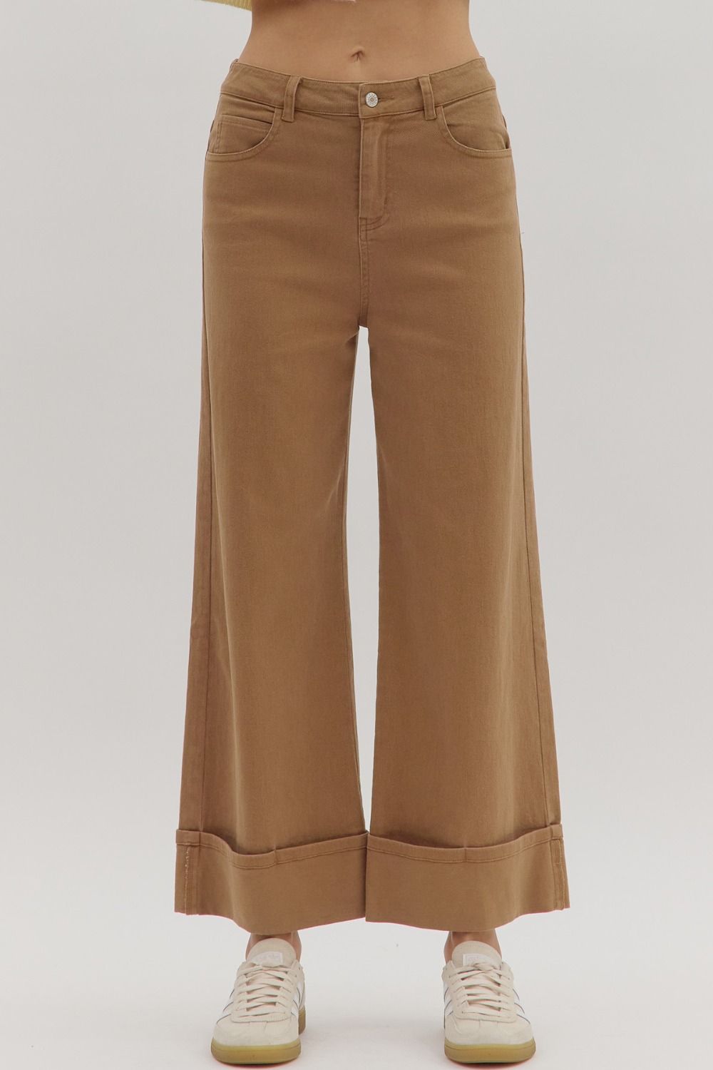 Entro Camel Wide Leg Pants  - The Attic Boutique
