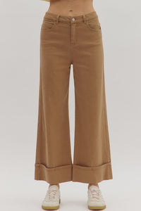 Entro Camel Wide Leg Pants  - The Attic Boutique