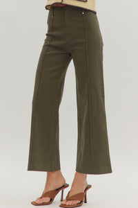 Entro Olive Wide Leg Pants  - The Attic Boutique