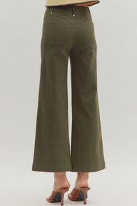 Entro Olive Wide Leg Pants  - The Attic Boutique