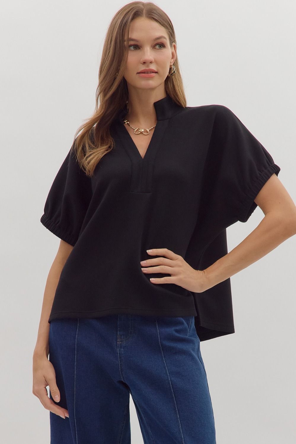 Entro Alexa Black Top  - The Attic Boutique