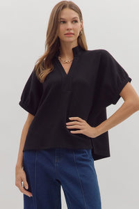 Entro Alexa Black Top  - The Attic Boutique
