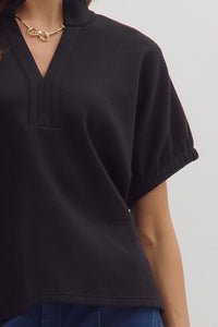 Entro Alexa Black Top  - The Attic Boutique
