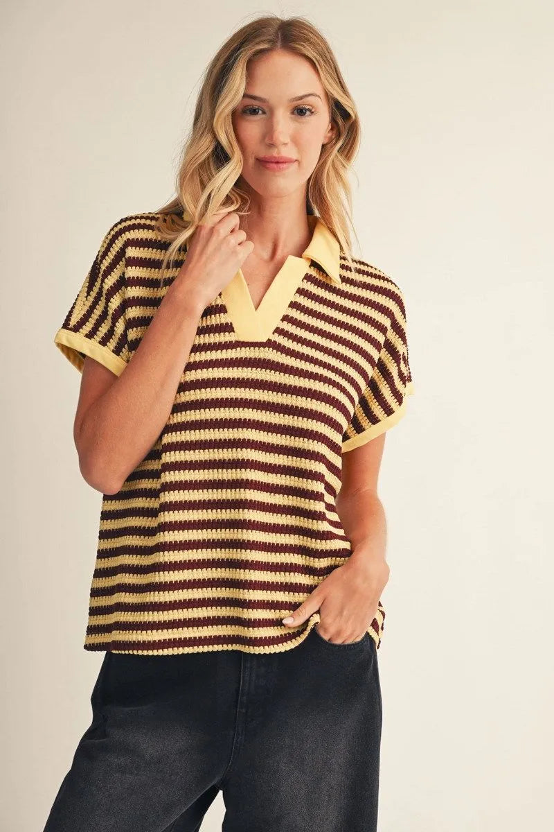Butter Yellow Stripe Top