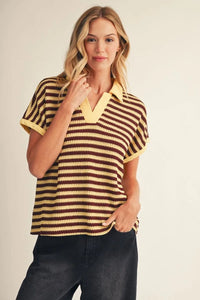 Butter Yellow Stripe Top