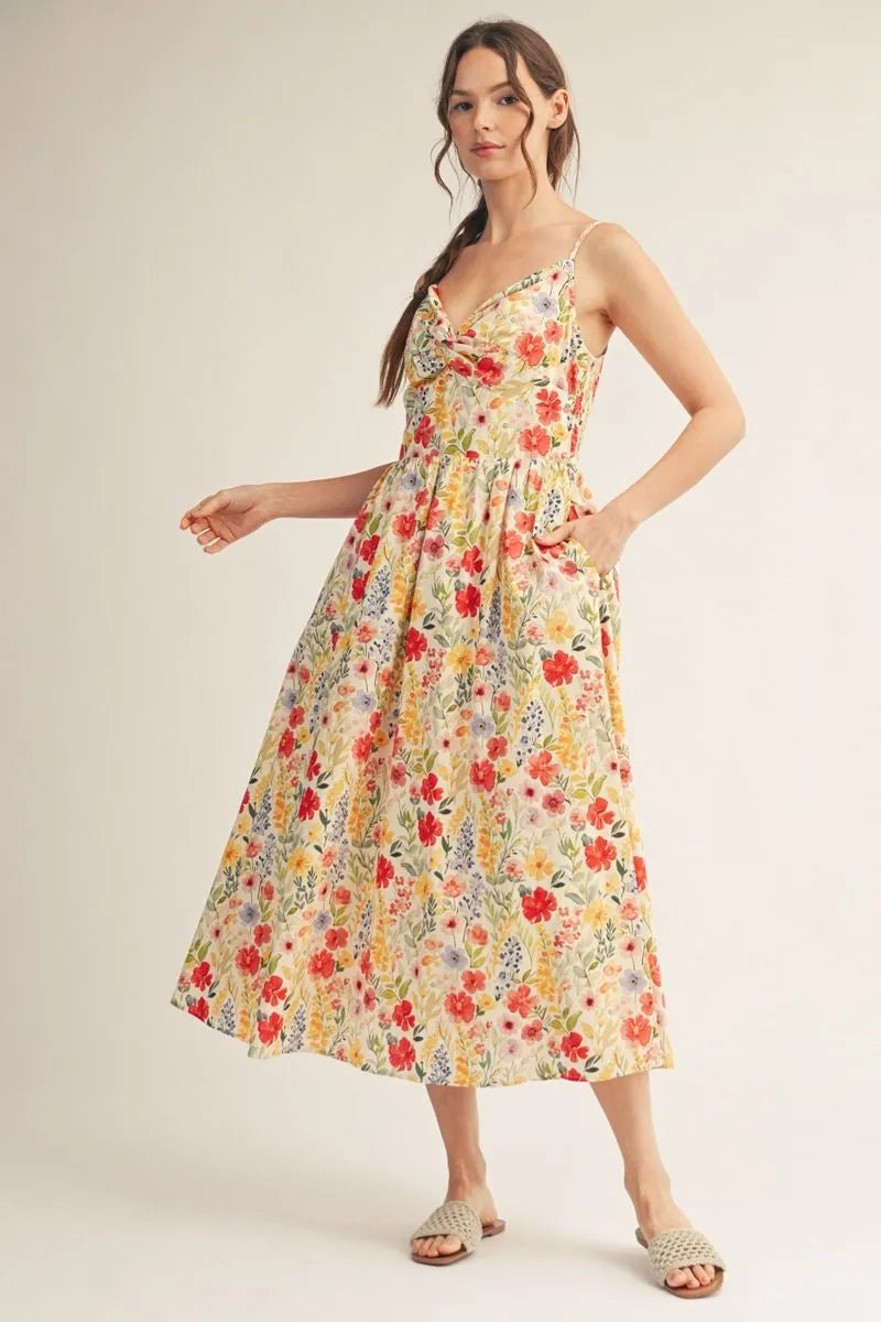 Multi Lovely Floral Midi Dress