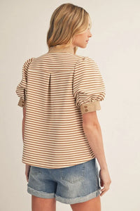 Taupe Stripe Top