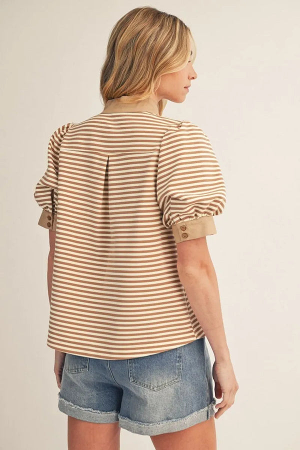 Taupe Stripe Top