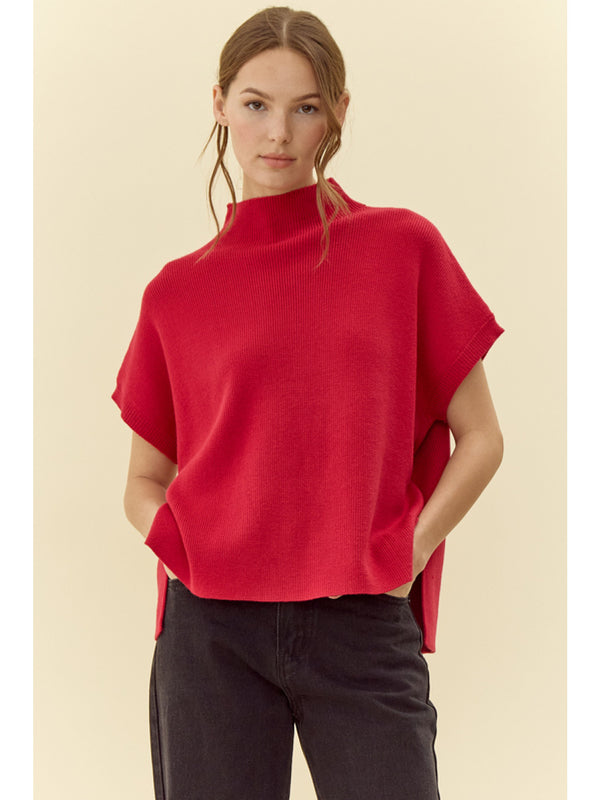 Jodifl Magenta Mock Sweater  - The Attic Boutique