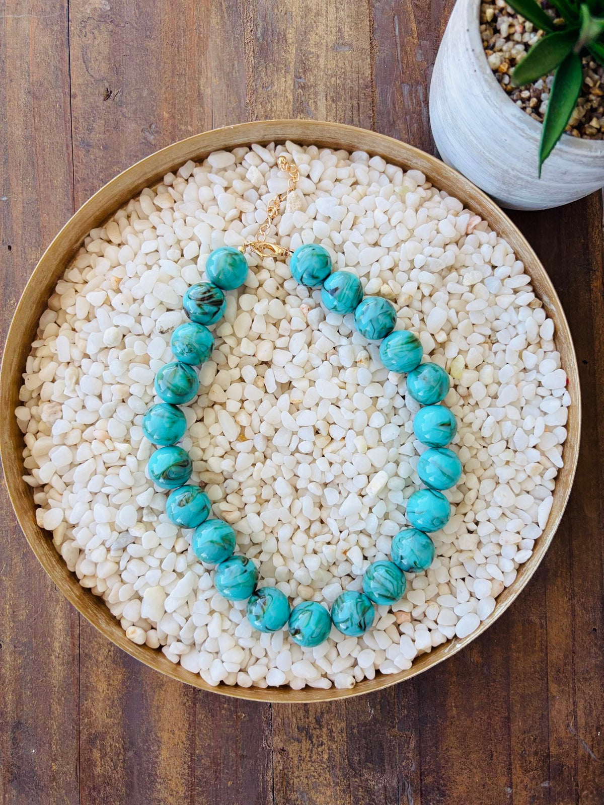 Turquoise Marble Beaded Necklace