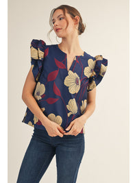 Jodifl Navy Floral Top  - The Attic Boutique