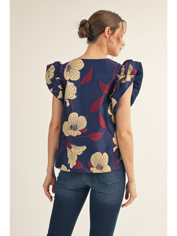 Jodifl Navy Floral Top  - The Attic Boutique