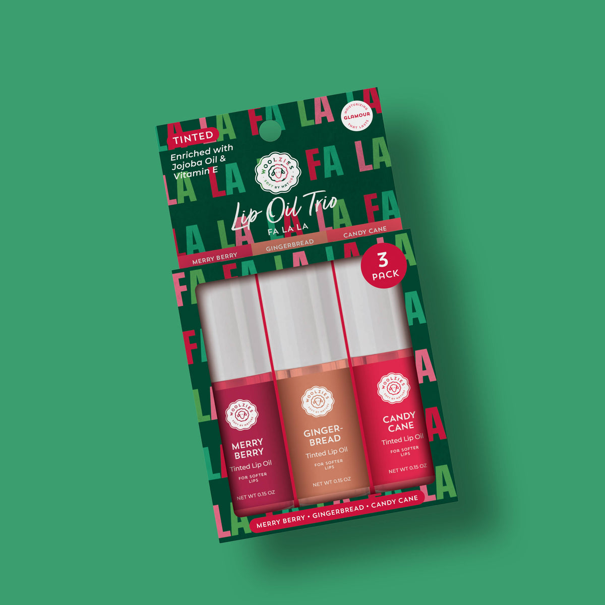 Woolzies Tinted Lip Oil Trio –  FA LA LA LA  - The Attic Boutique